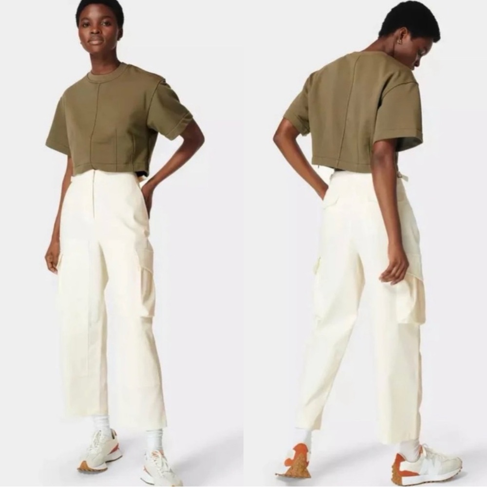 SWEATY BETTY Atlas Cargo Alabaster Cotton Pants Trousers